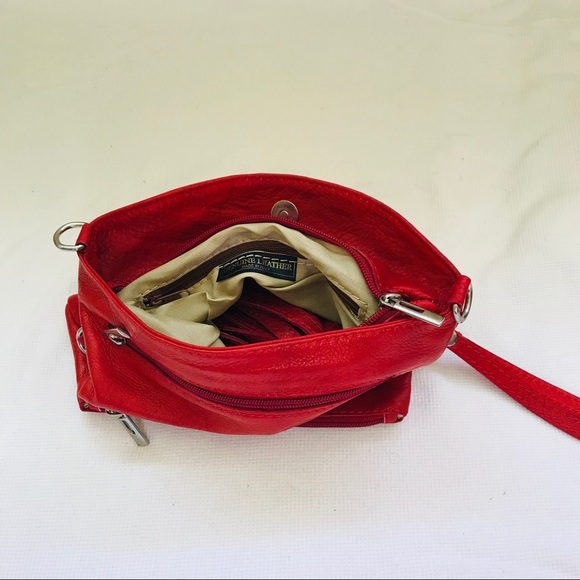 Genuine leather red crossbody/clutch bag - Picture 4 of 6